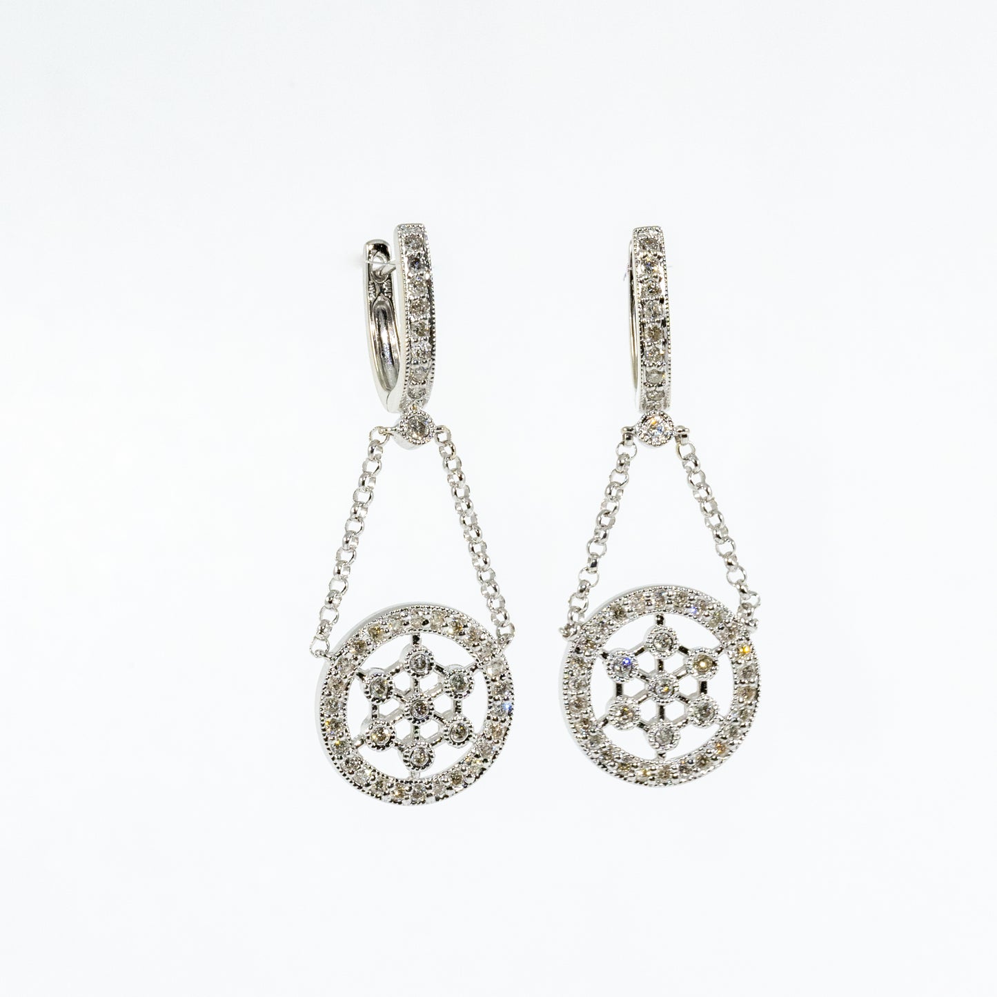 14kt White Gold Diamond Chandelier Earrings
