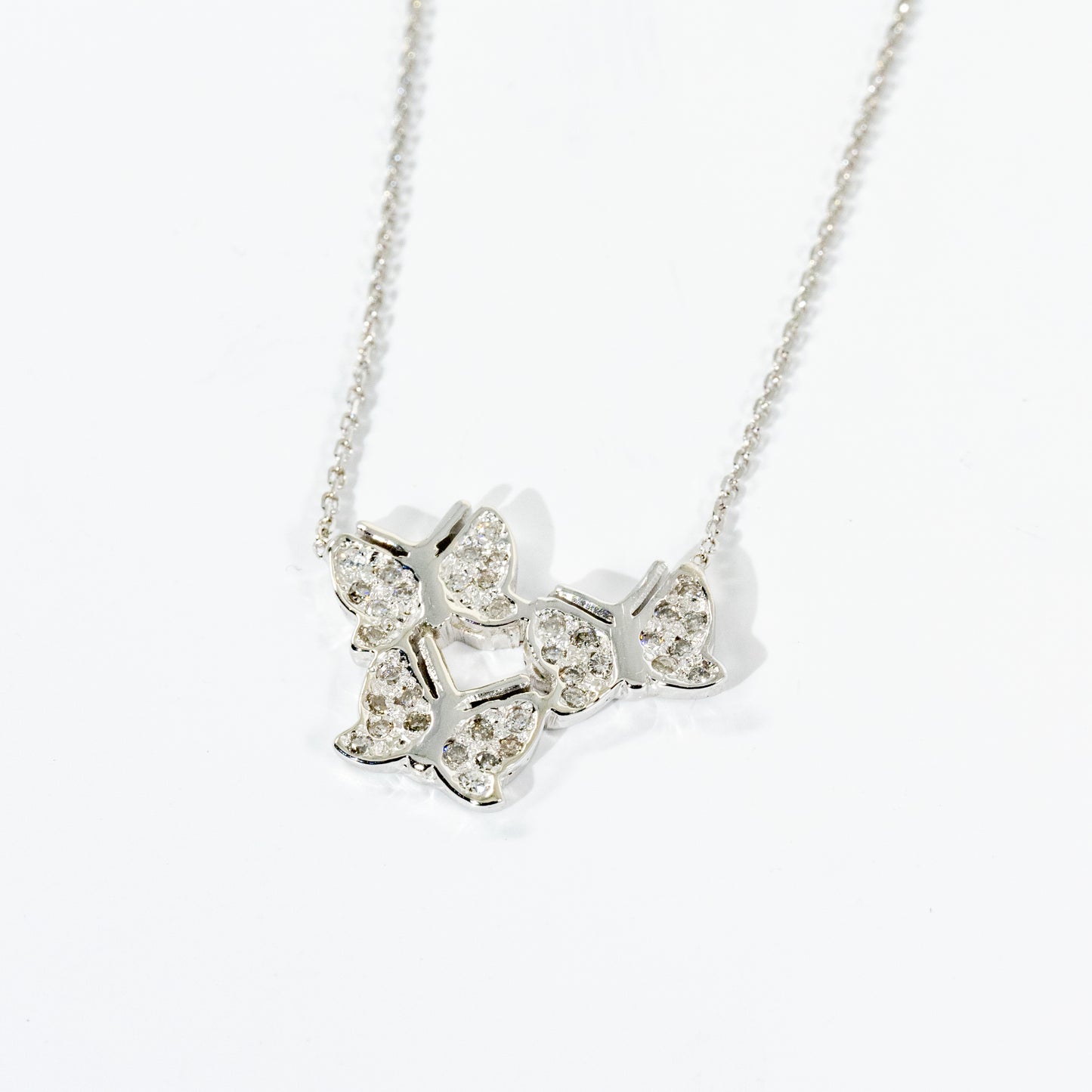 14kt White Gold Diamond Butterfly Necklace