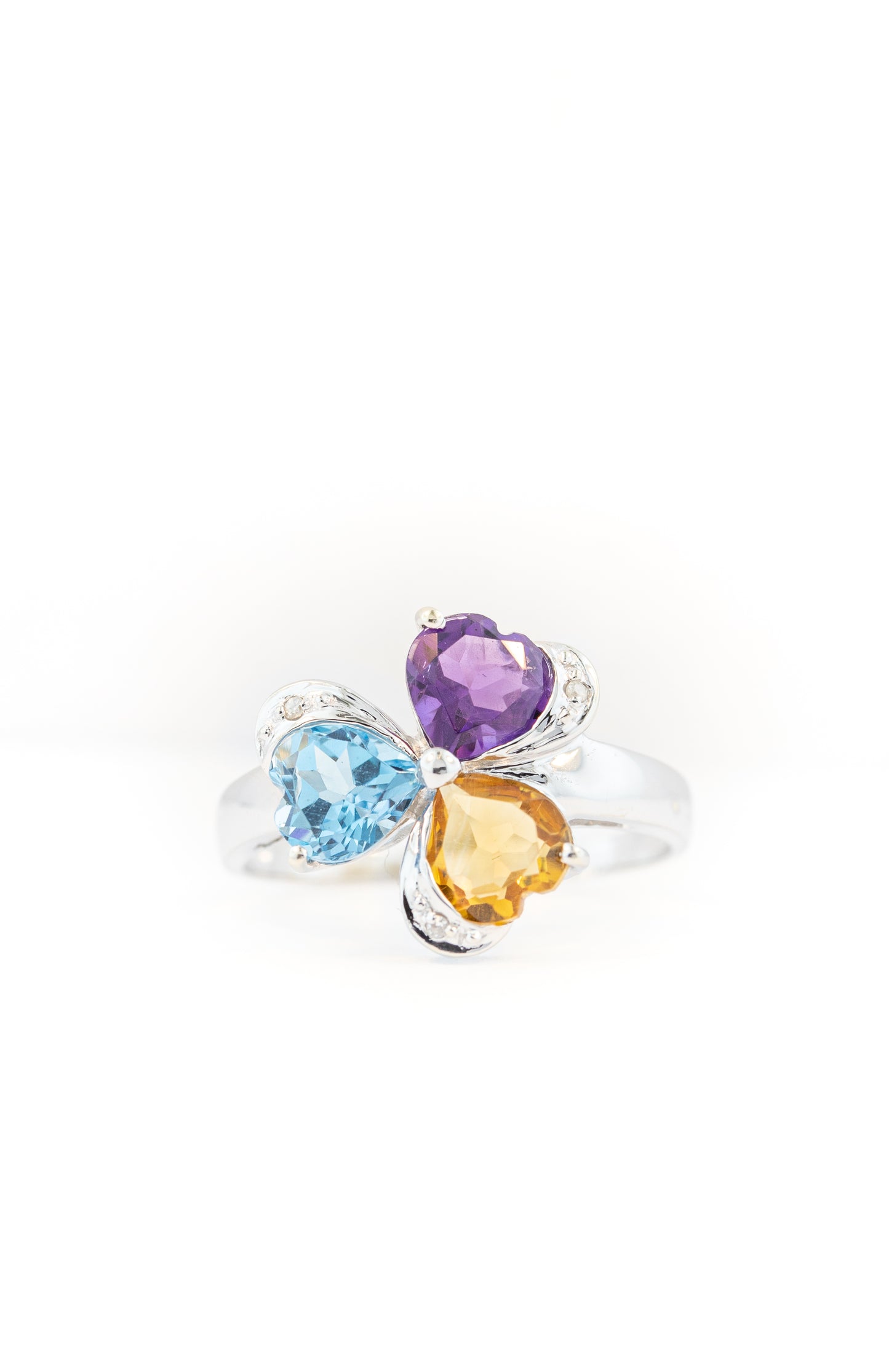 14kt White Gold Tri-Color Ladies Ring