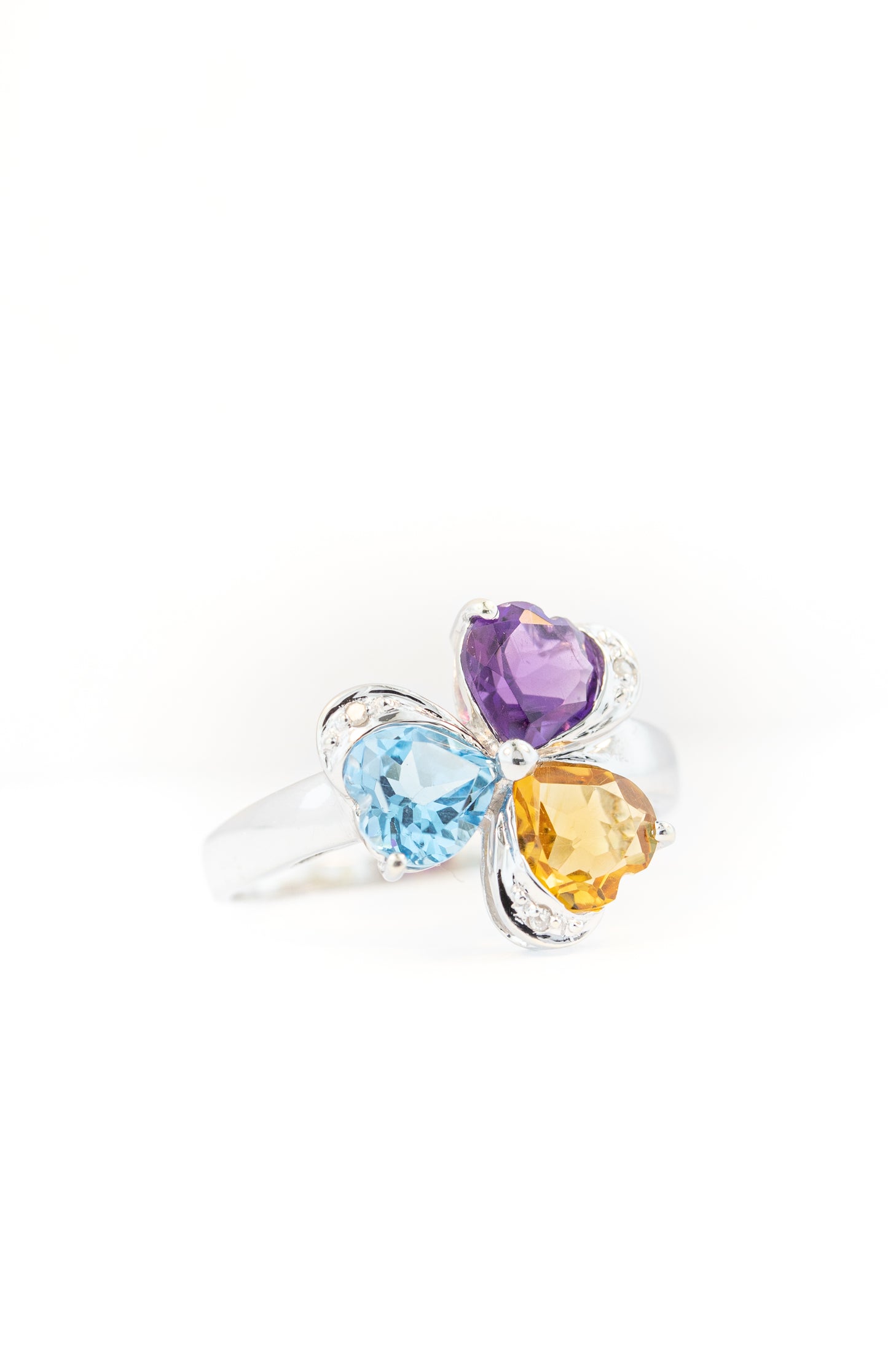 14kt White Gold Tri-Color Ladies Ring