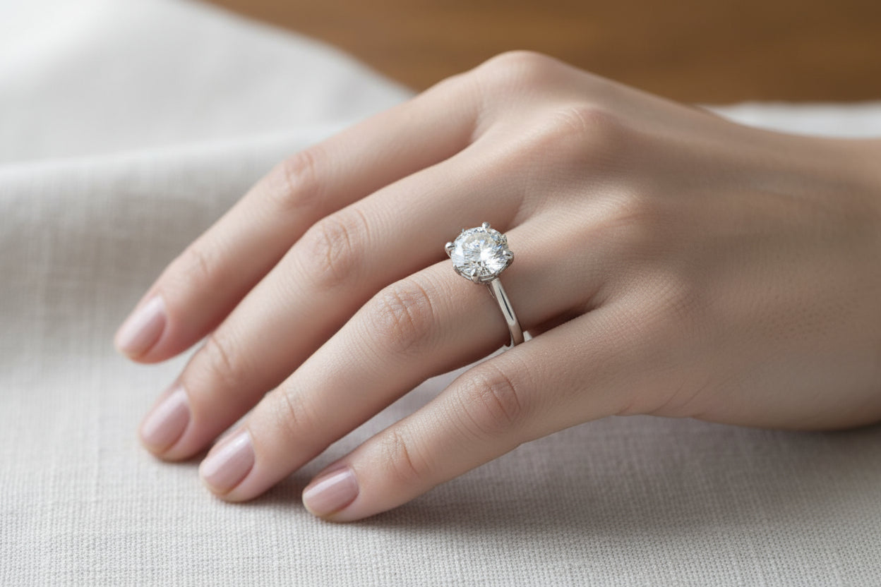 14k White Gold Moissanite Round Brilliant 1.57 ctw Engagement Ring