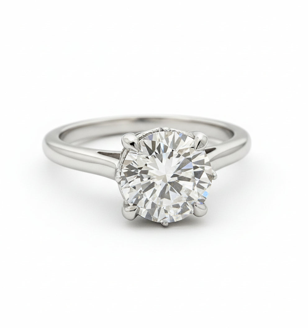 14k White Gold Moissanite Round Brilliant 1.57 ctw Engagement Ring