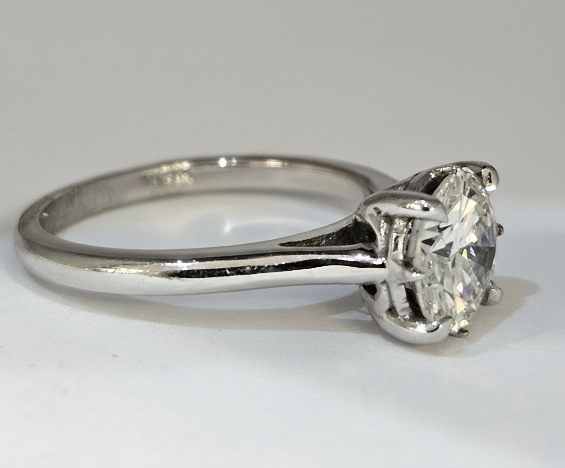 14k White Gold Moissanite Round Brilliant 1.57 ctw Engagement Ring