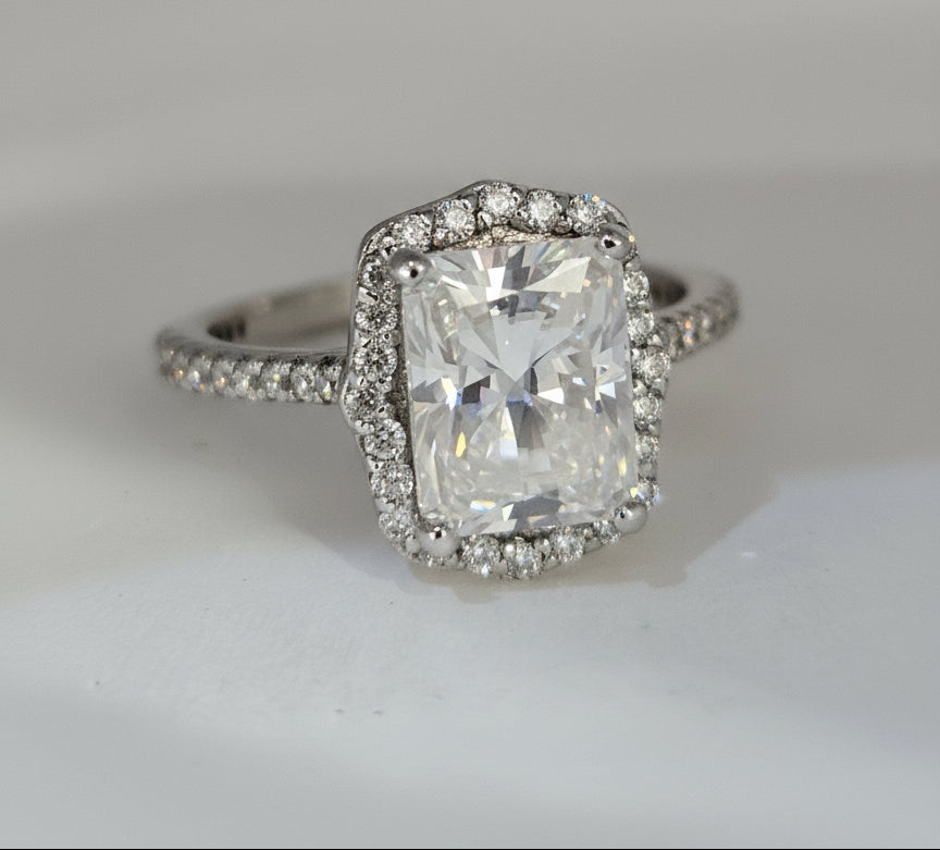 14k White Gold Moissanite  EF/ Pure 3.7 gram Engagement Ring