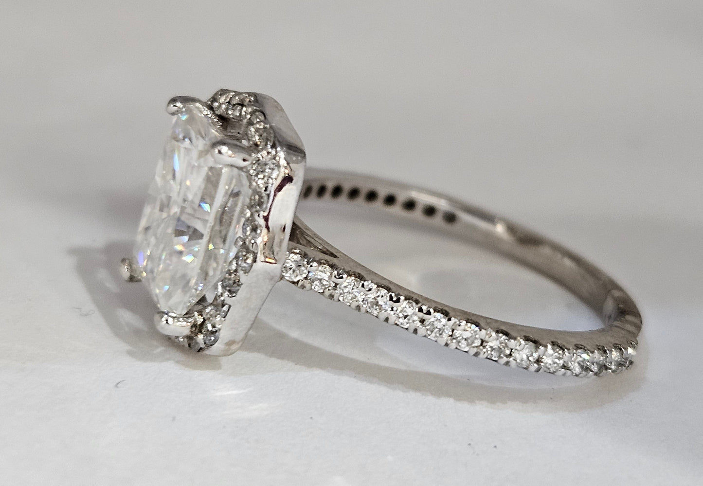 14k White Gold Moissanite  EF/ Pure 3.7 gram Engagement Ring