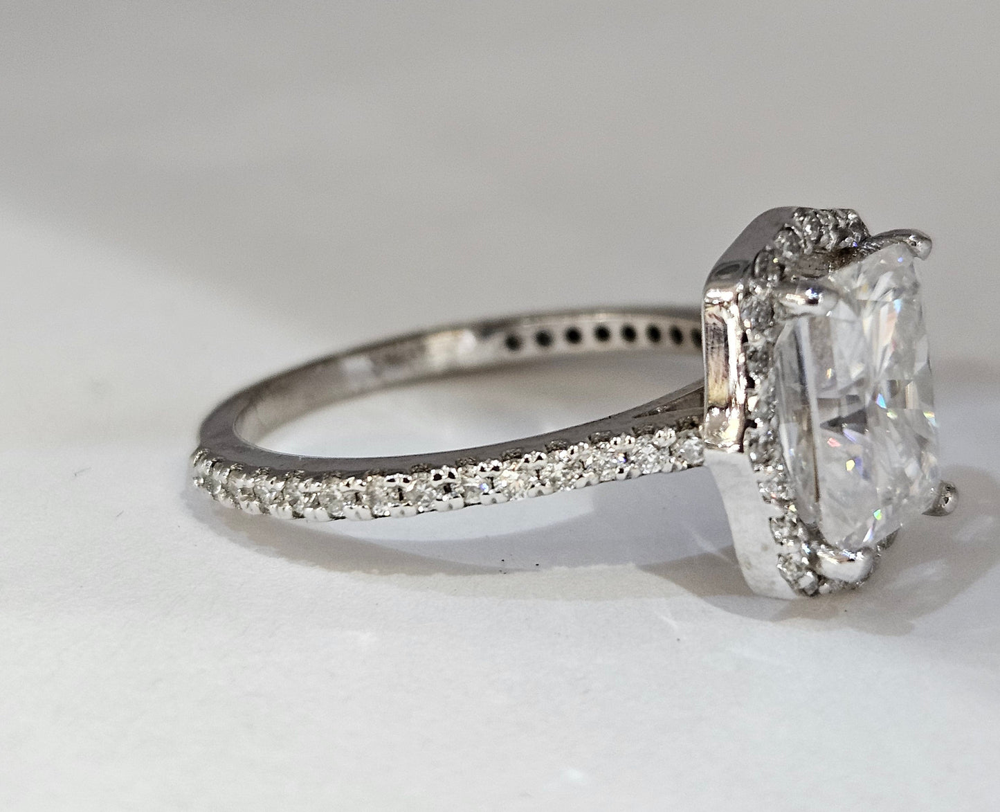 14k White Gold Moissanite  EF/ Pure 3.7 gram Engagement Ring