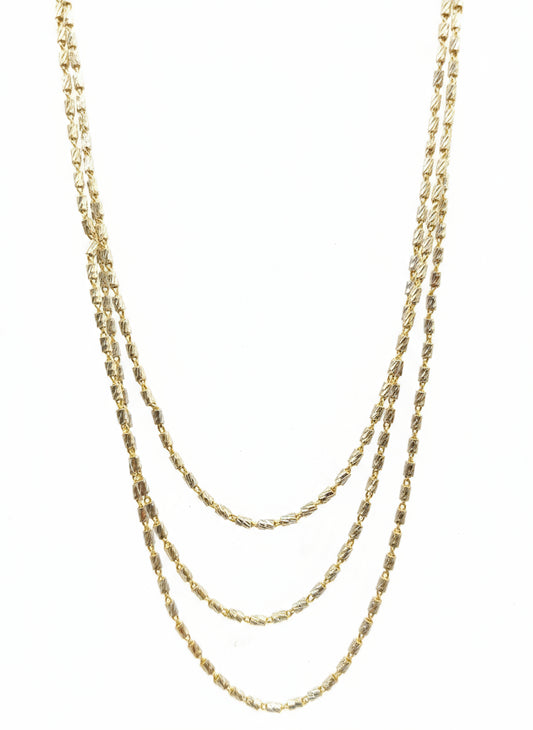 16" Ladies Layered  .925 Italian Silver Two Tone Necklace
