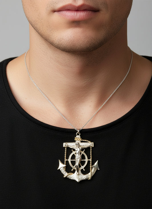 Sterling Silver Cross with Silver 18 inches cable chain