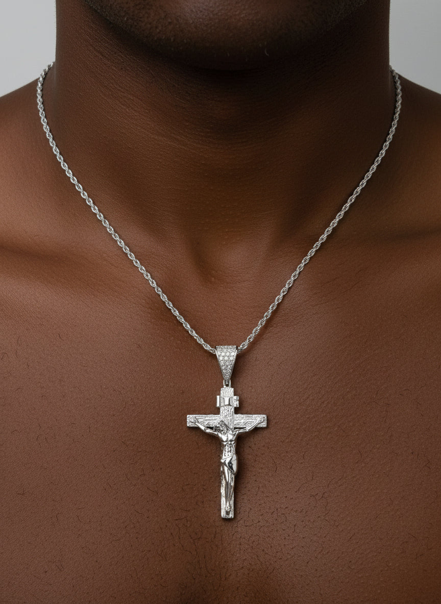 Sterling Silver Crucifix with 24 inches rope chain