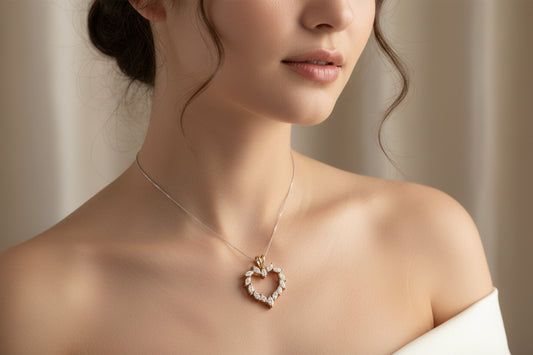 14K YELLOW GOLD DIAMOND MARQUISE HEART APX .0.50CT PEND 1.4 DWT