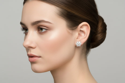 STERLING SILVER MOISSANITE 1.40 CTW VVSD FLOWER EARRING