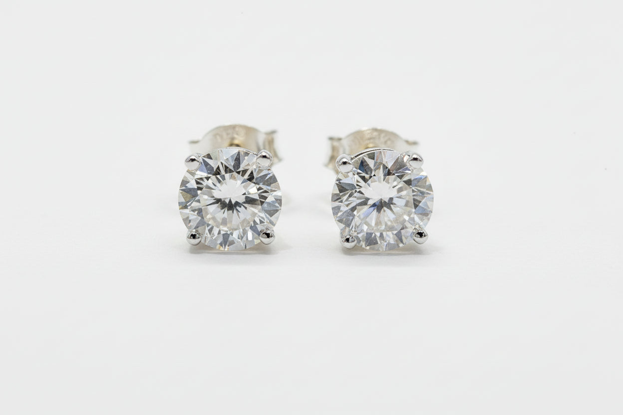 STERLING SILVER MOISSANITE 6MM STUD EARRINGS