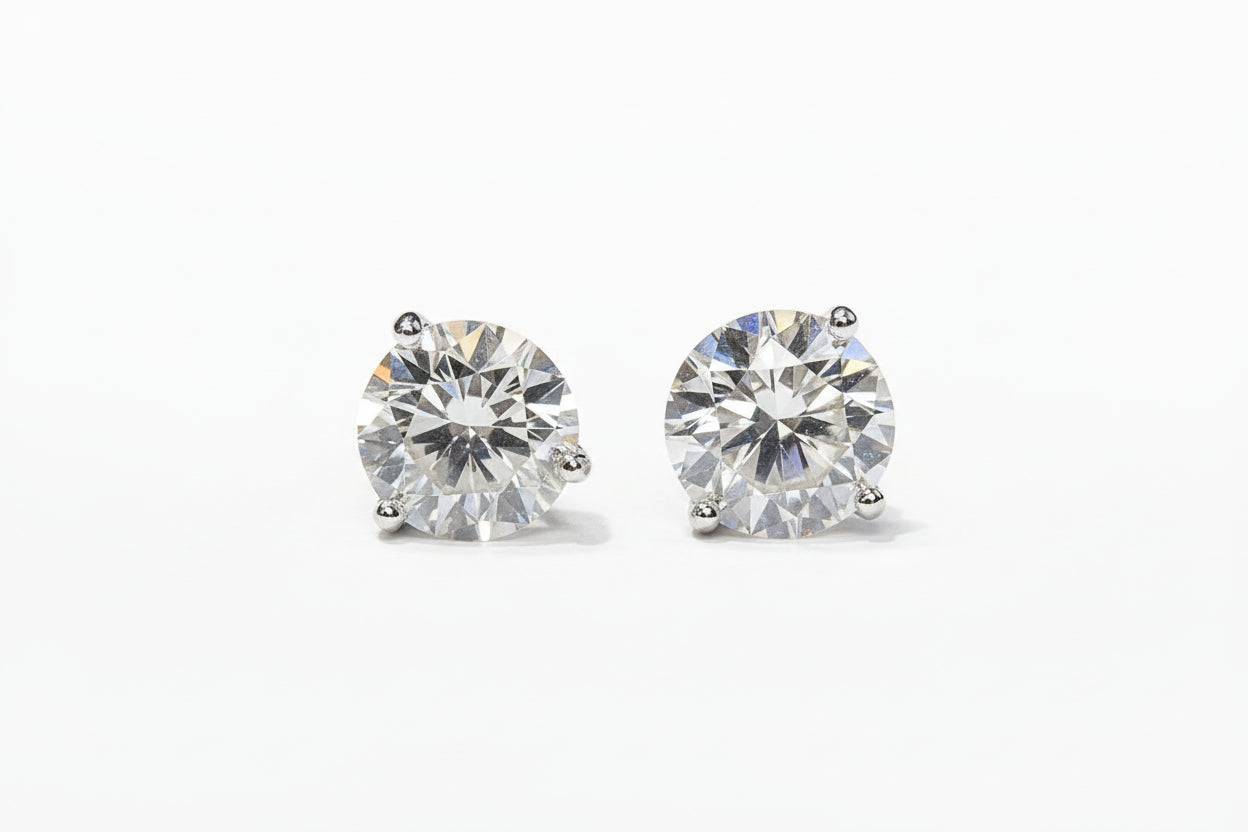 STERLING SILVER MOISSANITE STUD EARRINGS 0.85 CTW VVS D