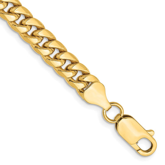 14K 9 inch 6mm Semi-Solid Miami Cuban with Lobster Clasp Bracelet