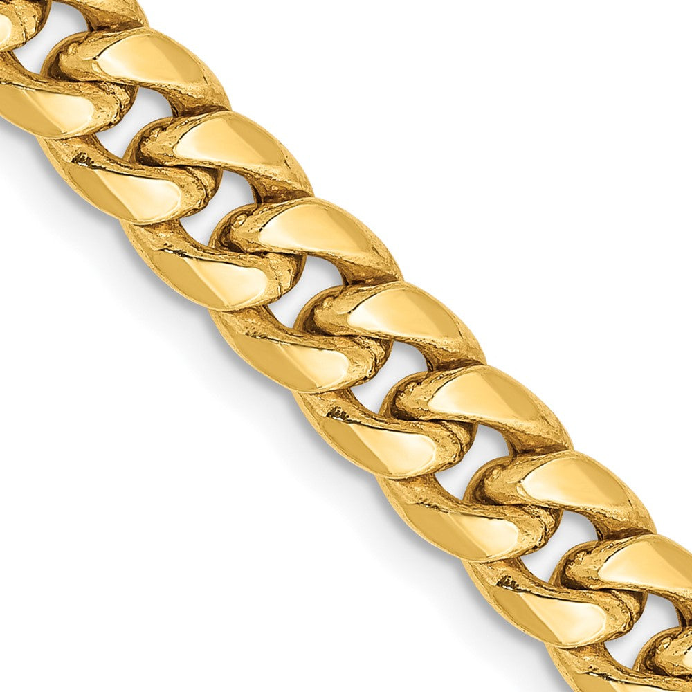 14K 28 inch 6mm Semi-Solid Miami Cuban with Lobster Clasp Chain