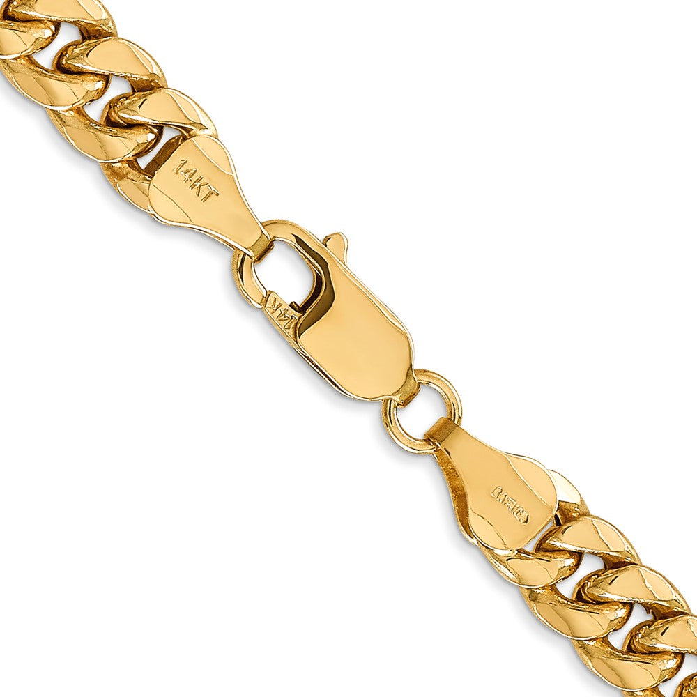 14K 28 inch 6.75mm Semi-Solid Miami Cuban with Lobster Clasp Chain