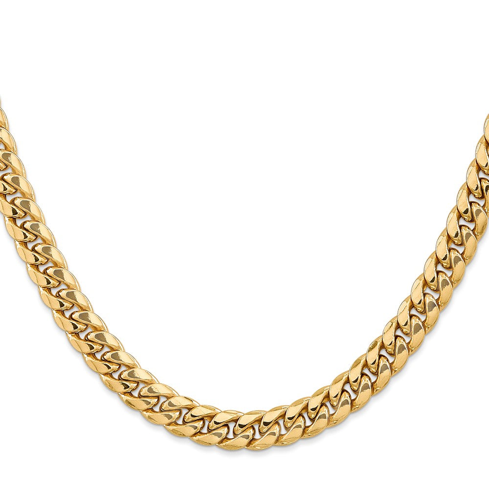 14K 30 inch 7.3mm Semi-Solid Miami Cuban with Lobster Clasp Chain