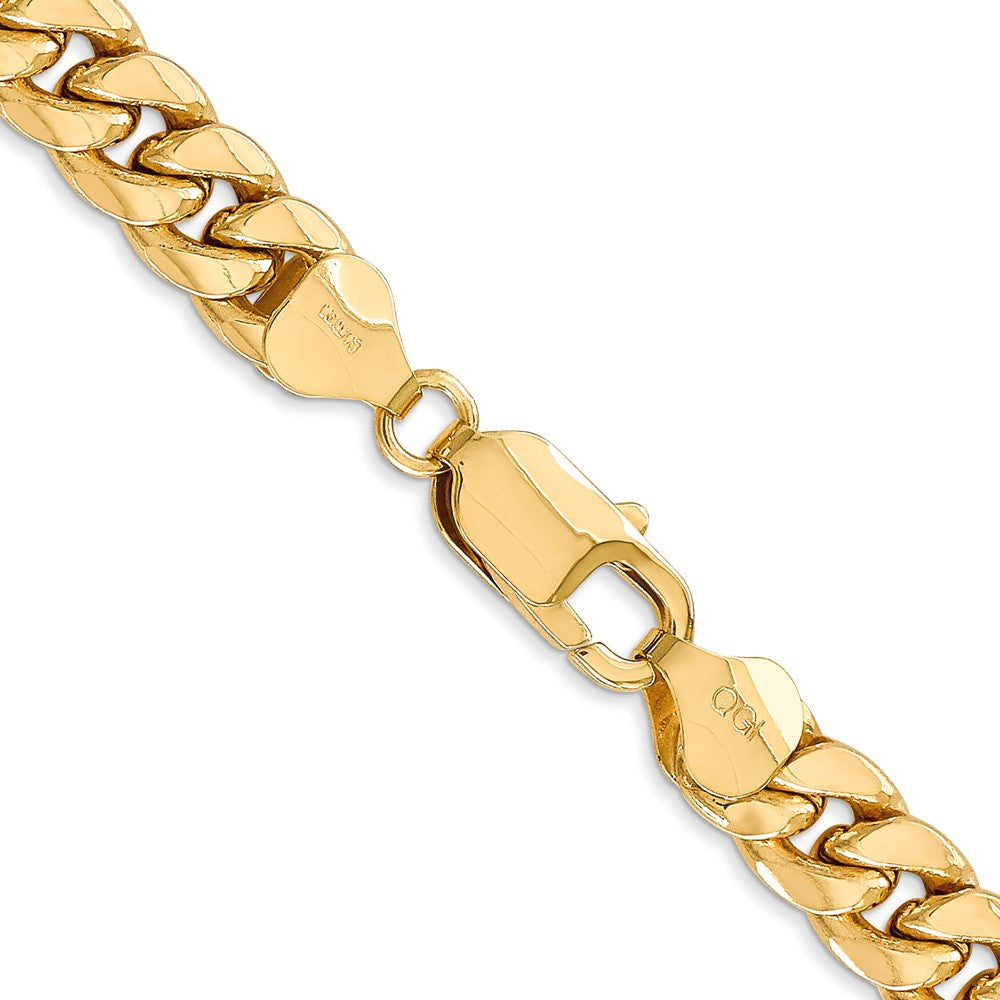 14K 30 inch 7.3mm Semi-Solid Miami Cuban with Lobster Clasp Chain