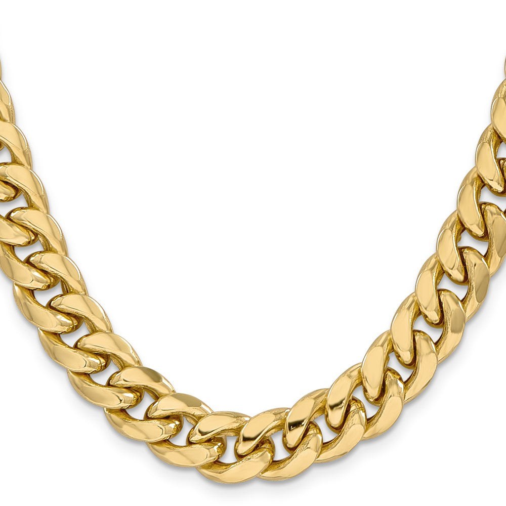 14K 28 inch 11mm Semi-Solid Miami Cuban with Lobster Clasp Chain