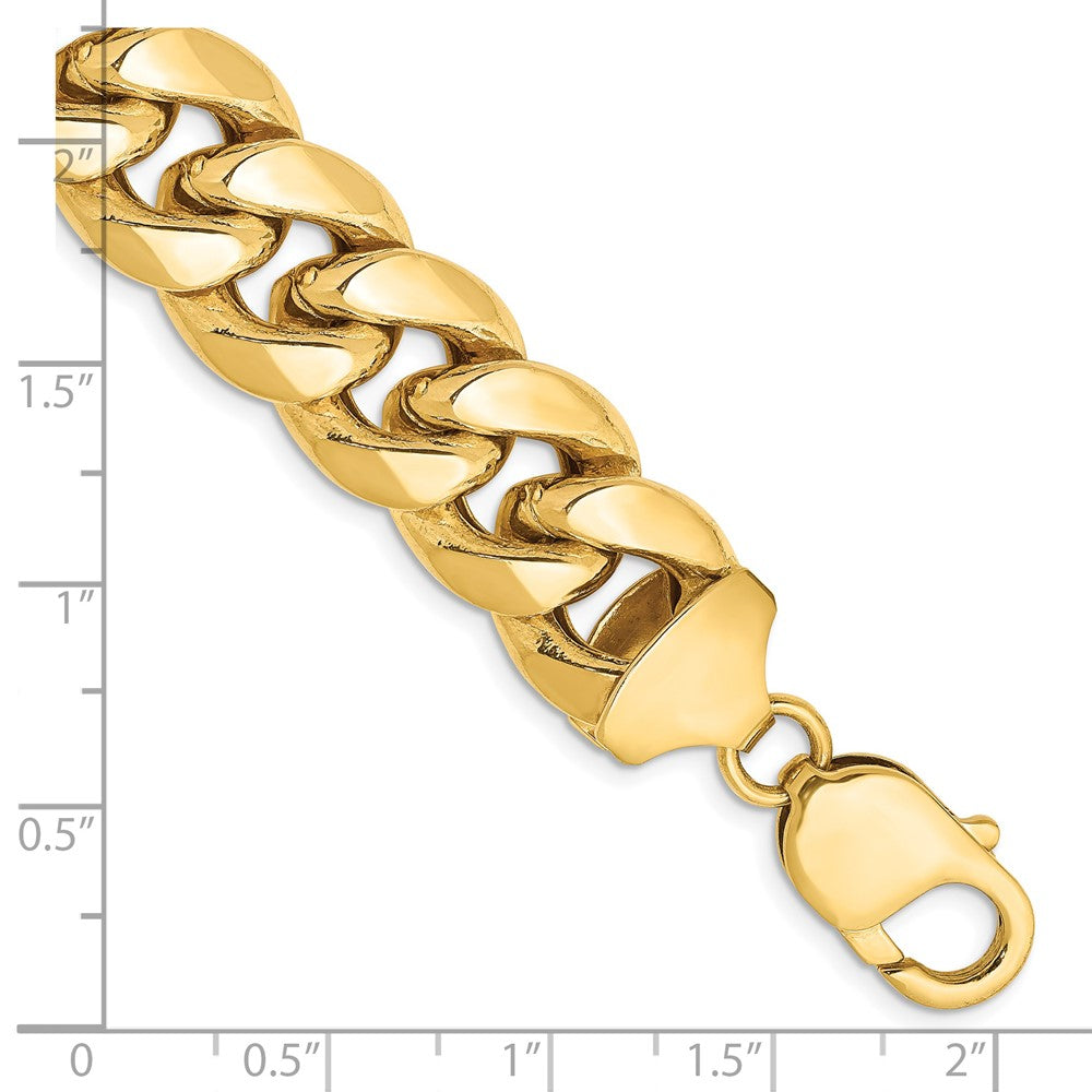 14K 9 inch 13.2mm Semi-Solid Miami Cuban with Lobster Clasp Bracelet