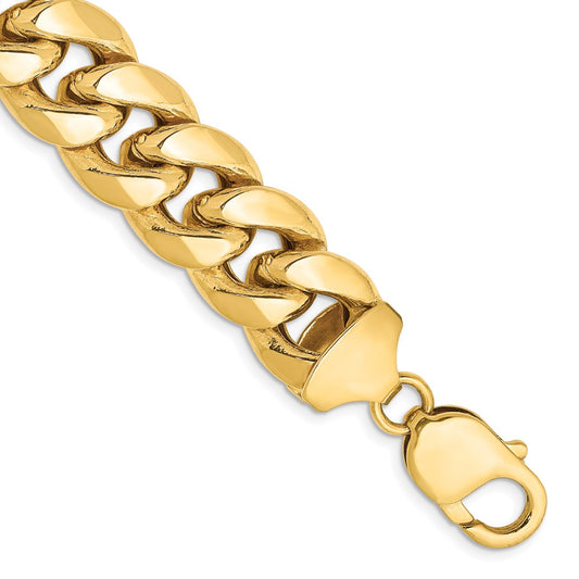14K 9 inch 13.2mm Semi-Solid Miami Cuban with Lobster Clasp Bracelet