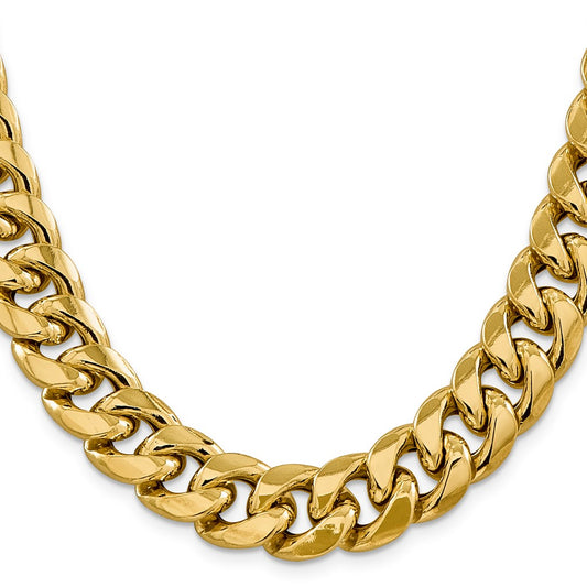 14K 26 inch 15mm Semi-Solid Miami Cuban with Lobster Clasp Chain