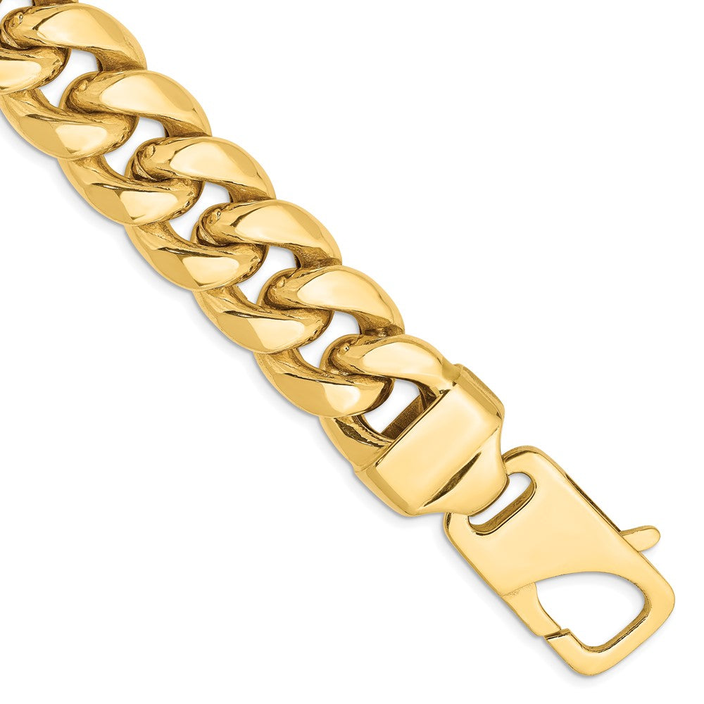 14K 9 inch 15mm Semi-Solid Miami Cuban with Lobster Clasp Bracelet