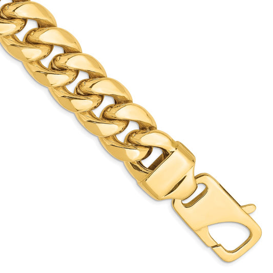 14K 9 inch 15mm Semi-Solid Miami Cuban with Lobster Clasp Bracelet