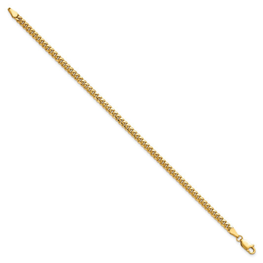 14K 7 inch 3.5mm Solid Miami Cuban Link with Lobster Clasp Bracelet