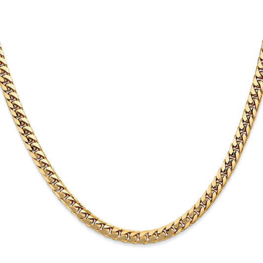 14K 18 inch 4.3mm Solid Miami Cuban Link with Lobster Clasp Chain