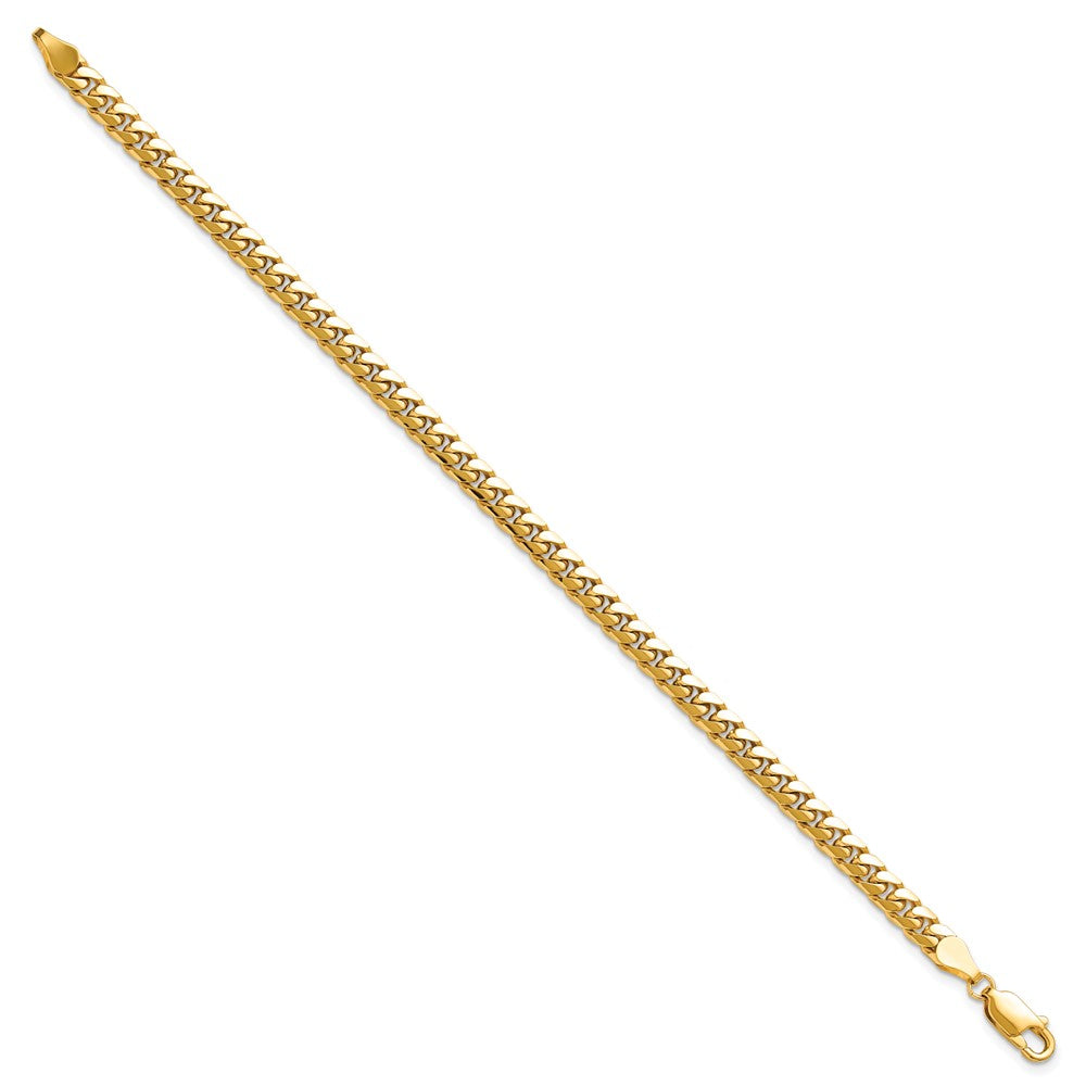 14k 3.7mm Lightweight Pave Flat Cuban Bracelet
