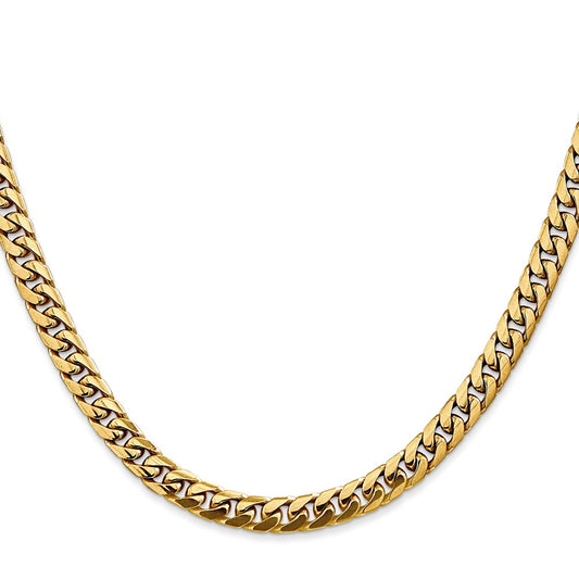 14K 28 inch 5mm Solid Miami Cuban Link with Lobster Clasp Chain