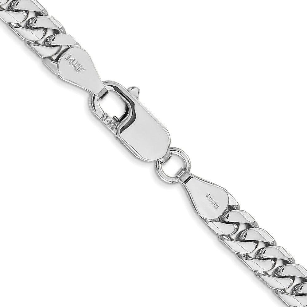 14K White Gold 22 inch 5mm Solid Miami Cuban Link with Lobster Clasp Chain