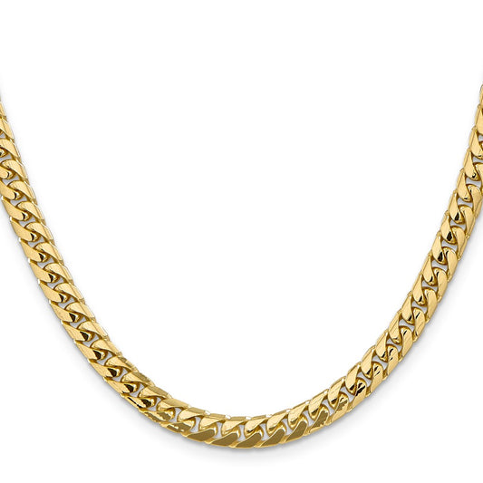 14K 22 inch 5.5mm Solid Miami Cuban Link with Lobster Clasp Chain