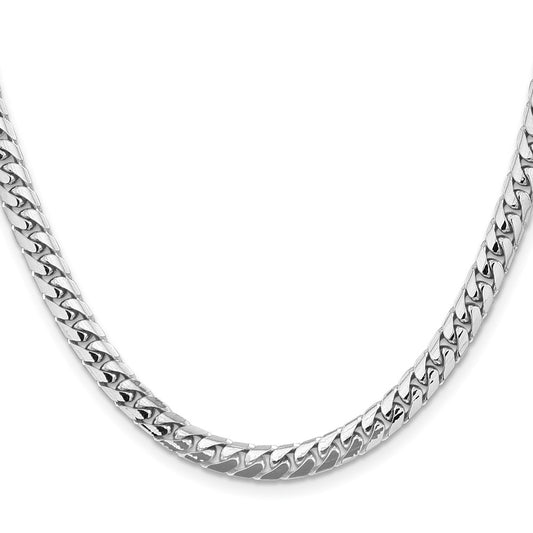 14K White Gold 28 inch 5.5mm Solid Miami Cuban Link with Lobster Clasp Chain