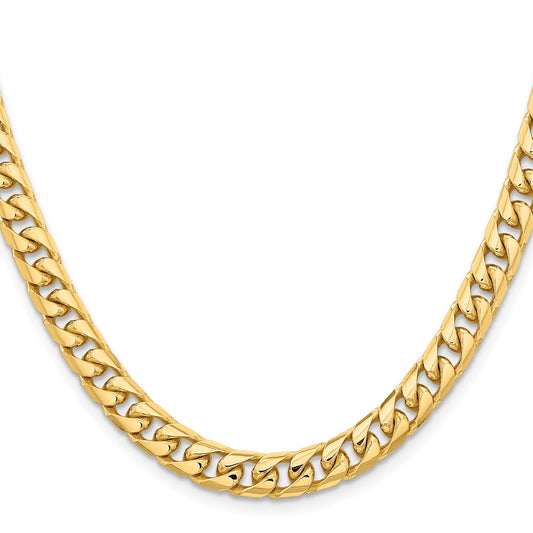 14K 24 inch 6.75mm Solid Miami Cuban Link with Lobster Clasp Chain