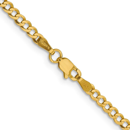 14K 26 inch 3.1mm Lightweight Flat Cuban with Lobster Clasp Chain