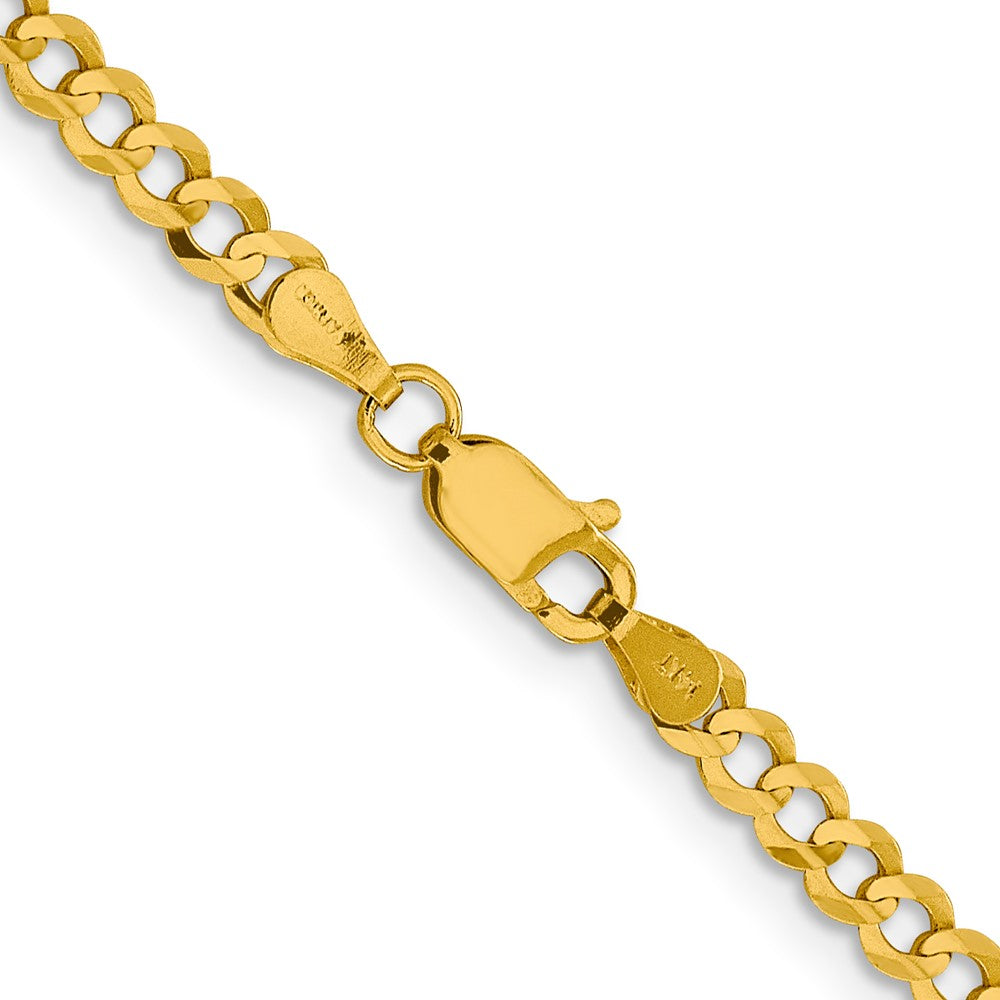 14K 26 inch 3.7mm Lightweight Flat Cuban with Lobster Clasp Chain