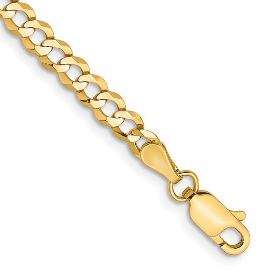 14k 9 inch 3.7mm Lightweight Flat Cuban Bracelet