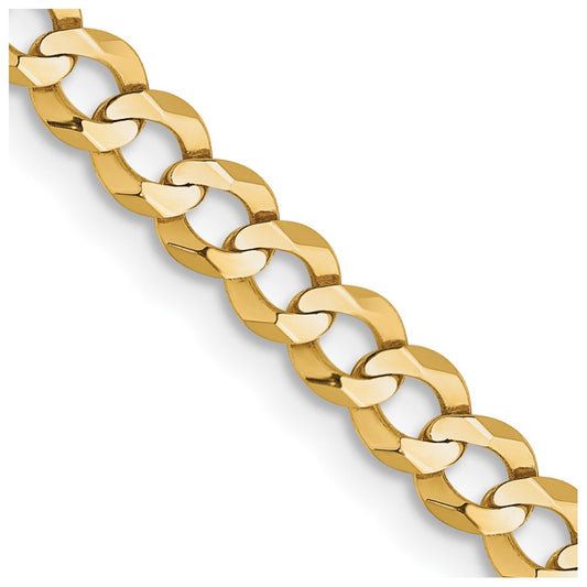 14K 26 inch 3.7mm Lightweight Flat Cuban with Lobster Clasp Chain