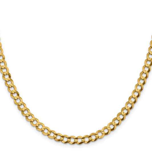 14K 26 inch 5.9mm Lightweight Flat Cuban with Lobster Clasp Chain