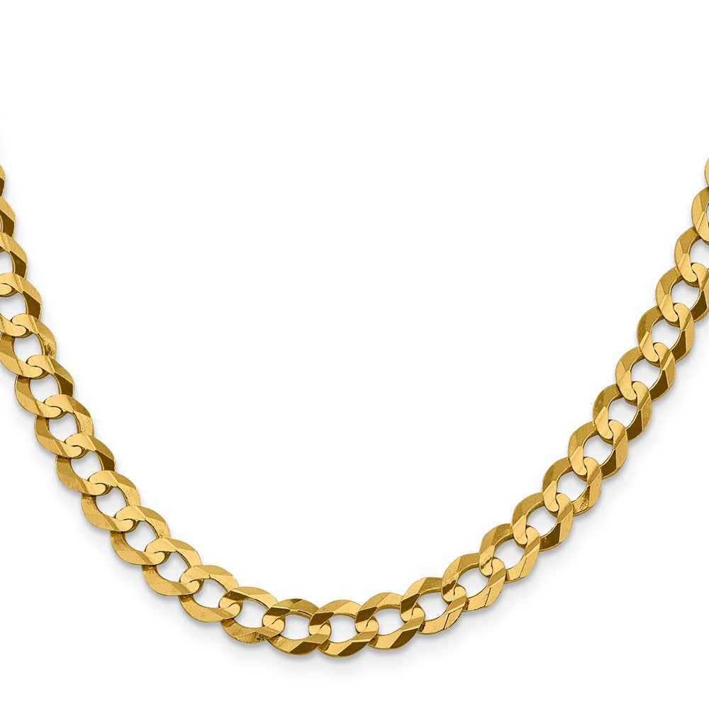 14K 26 inch 7.2mm Lightweight Flat Cuban with Lobster Clasp Chain