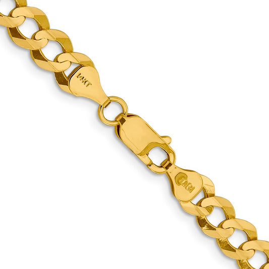 14K 26 inch 7.2mm Lightweight Flat Cuban with Lobster Clasp Chain
