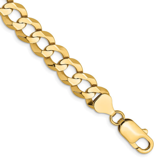14K 9 inch 8.3mm Lightweight Flat Cuban with Lobster Clasp Bracelet