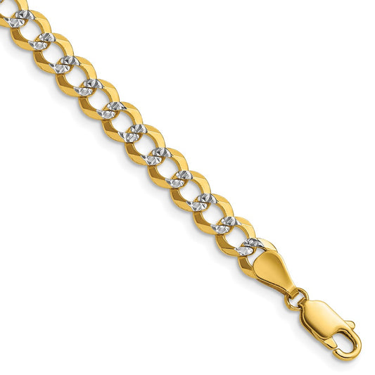 14k 5.9mm Lightweight Pave Flat Cuban Bracelet