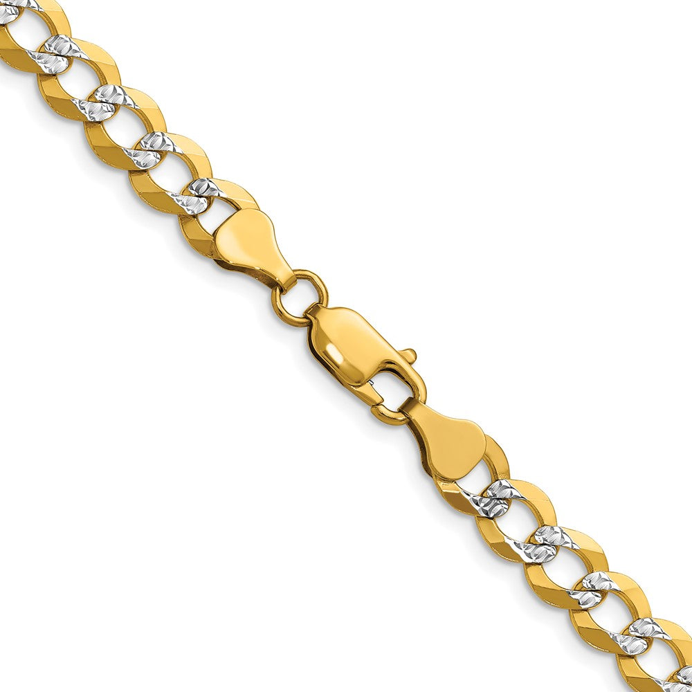 14k 7.2mm Lightweight Pave Flat Cuban Chain