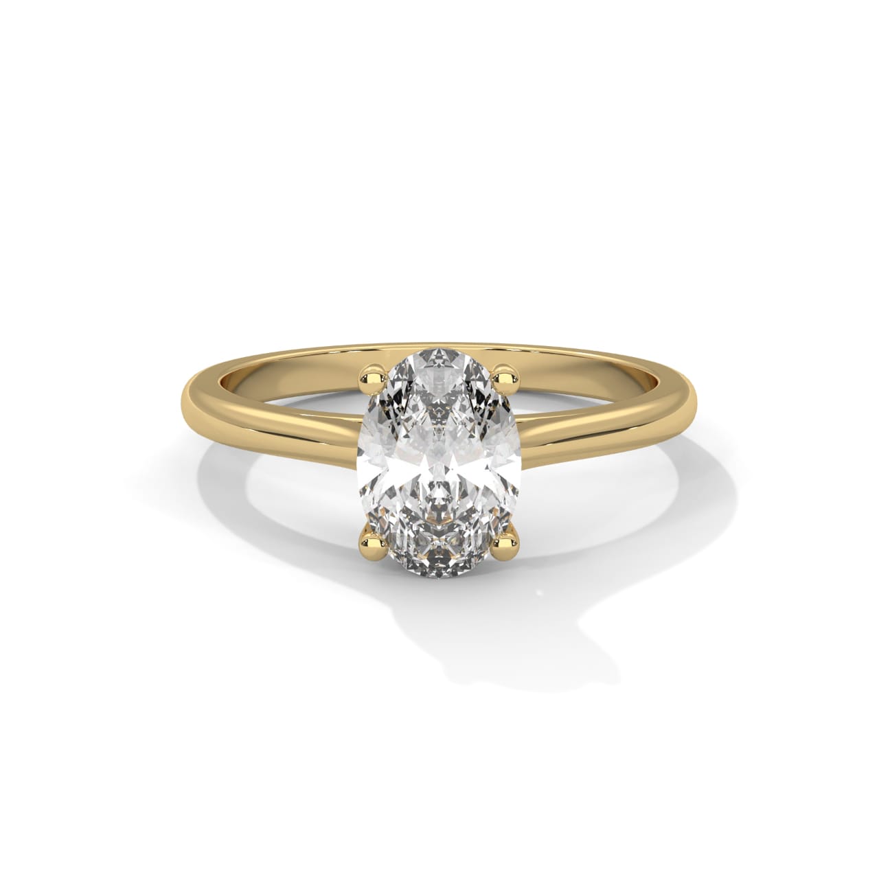 14k Yellow Gold Lab Created Oval Diamond 2 ctw D IDL Engagement Ring