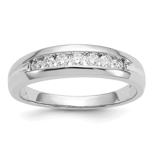 14k White Gold Diamond Mens Channel Ring