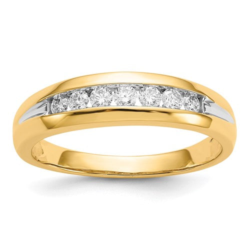 14k w/Rhodium Diamond Mens Channel Ring