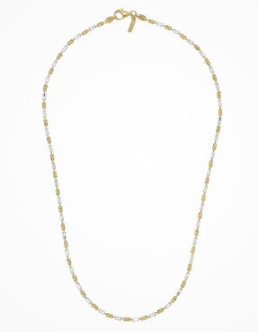 Ladies Italian Sterling Silver 36" long White/Gold Rhodium Plated Necklace